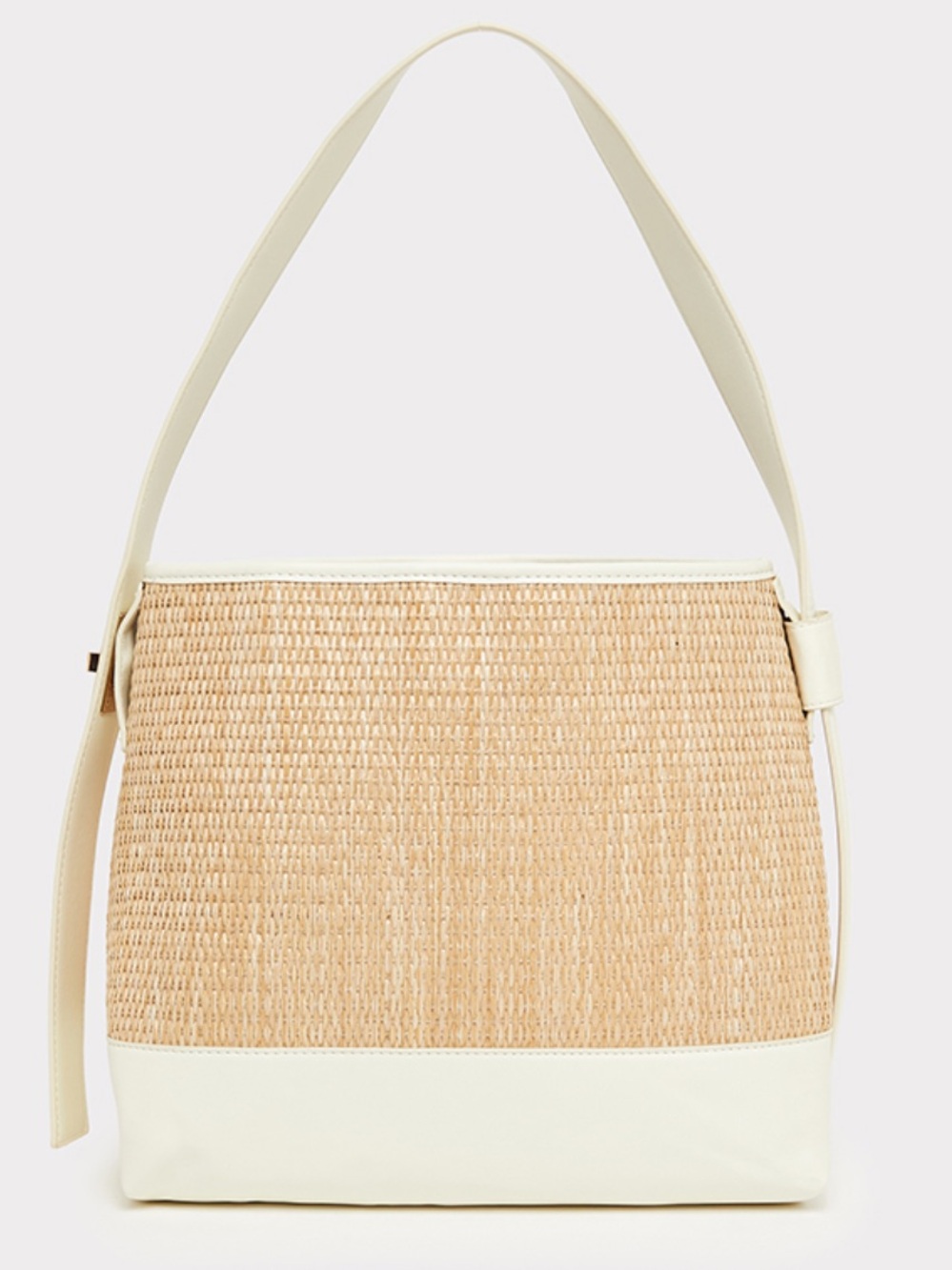 NWT Anne Klein Cream & Natural Straw Woven Bucket Tote Shoulder Bag Purse - Picture 2 of 12